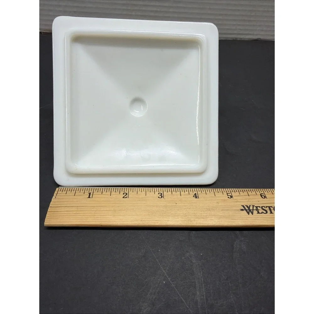 Vtg. LID ONLY- Milk Glass, Covered Candy Dish Lid (No Dish) Old Quilt, 1940's
